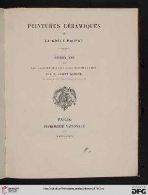 Peintures céramiques de la Grèce propre : recherches sur les noms d'artistes lus sur les vases de la Grèce