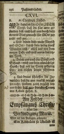 Am Fest der Empfängniß Christi / oder der Verkündigung Mariä. - Himmelfahrts-Lieder.