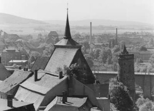 Bautzen, Michaeliskirche und Alte Wasserkunst : Bautzen. Blick von der Ortenburg auf Michaeliskirche und Alter Wasserkunst (1558; Wenzel Röhrscheidt d. Ä.)