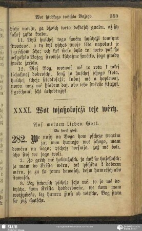 XXXI. Wot wjaßołoscźi teje wèry