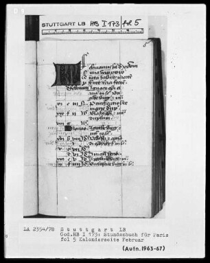 Lateinisches Stundenbuch — KL-Ligatur, Folio 5recto