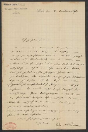 Brief an B. Schott's Söhne : 09.01.1890