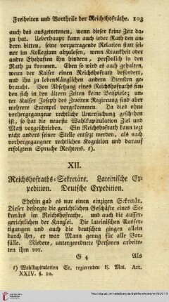 XII. Reichshofraths-Sekretäre. Lateinische Expedition.Deutsche Expedition