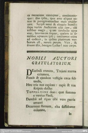 Nobili Auctori Gratulatorium