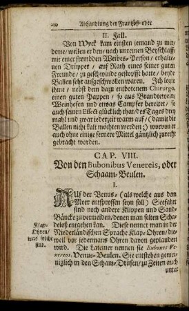 Cap. VIII. Von den Bubonibus Venereis, oder Schaam-Beulen