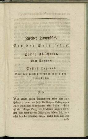Erstes Capitel. Von der rechten Beschaffenheit des Saamens.