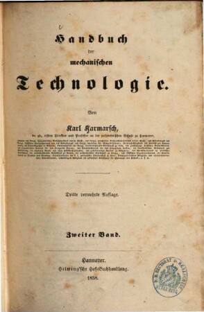 Handbuch der mechanischen Technologie, 2
