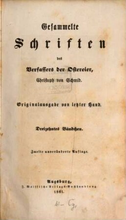 Gesammelte Schriften des Verfassers der Ostereier, Christoph von Schmid, 13
