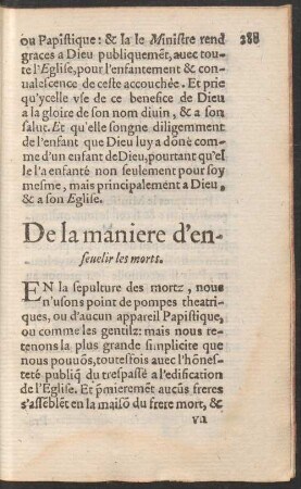 De la maniere d'ensevelir les morts.