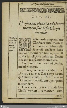 Cap. XL. Christianus elevata ad Deum mente in fide Iesu Chirsiti moritur