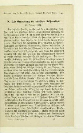 IX. Die Erneuerung des deutschen Kaiserreichs. 18. Januar 1871