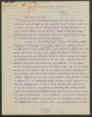 Brief an B. Schott's Söhne : 24.08.1917