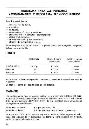 20-24, Programa para las personas acompanantes y programa tecnico-turistico