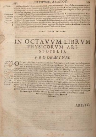 In Octavvm Librvm Physicorvm Aristotelis, Prooemivm.
