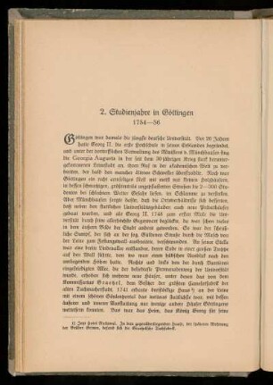 2. Studienjahre in Goettingen 1754-56