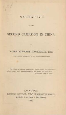 Narrative Of The Second Campaign In China