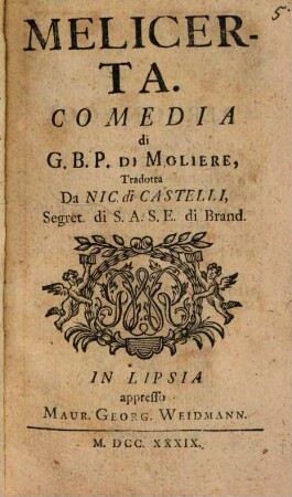 Melicerta : Comedia