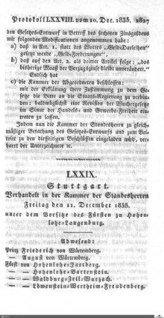 79. Sitzung, Stuttgart, 11.12.1835