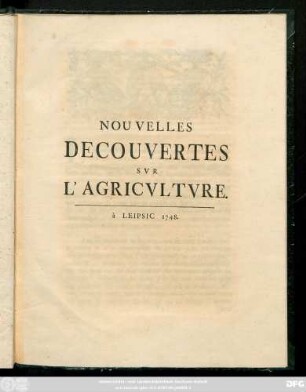 Nouvelles Decouvertes Svr L'Agricvltvre