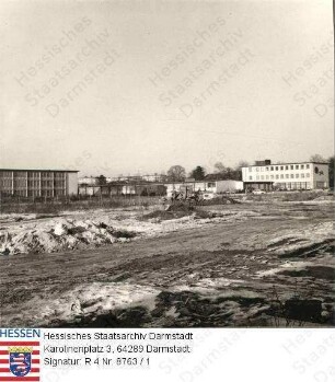 Darmstadt, Staatsbauschule und Ingenieurschule - Neubaustelle - Bild 1 und 2: Ebnen der Baugrundfläche
