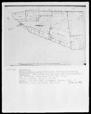 Würzburg, Jesuitenkollegium; Grundriss des alten Kollegiums und Teilprojekt des Umbaus