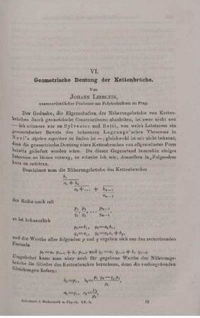 VI. Geometrische Deutung der Kettenbrüche.