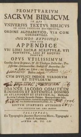 Promptuarium Sacrum Biblicum.
