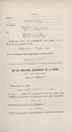 Sur les équations algébriques de la forme ...