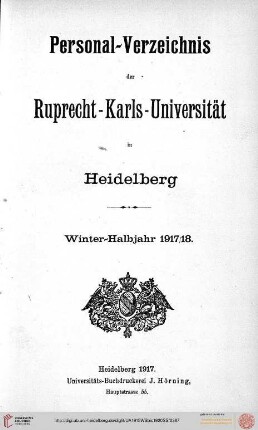 Wintersemester 1917/1918