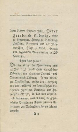 Von Gottes Gnaden Wir ...