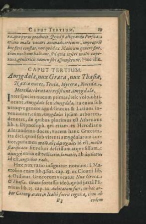Caput Tertium. Amygdalae, nux Graeca, nux Thasia, Naxiae nuces ...