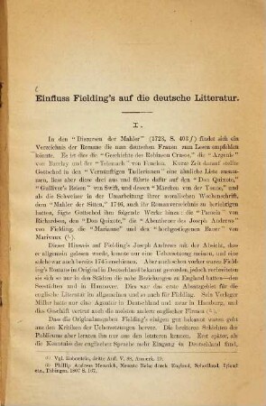 Einfluss Fieldings auf die deutsche Literatur