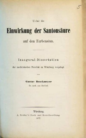 Ueber die Einwirkung der Santonsäure auf den Farbensinn : Inaug.-Diss.