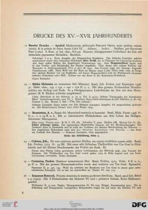 Drucke des XV.-XVII. Jahrhunderts (Nr. 11-37)
