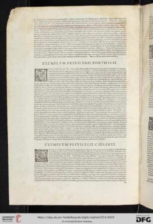 Exemplvm privililegii pontificii