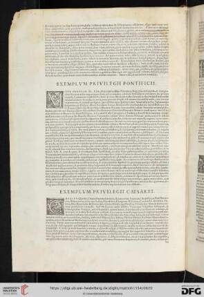Exemplvm privililegii pontificii