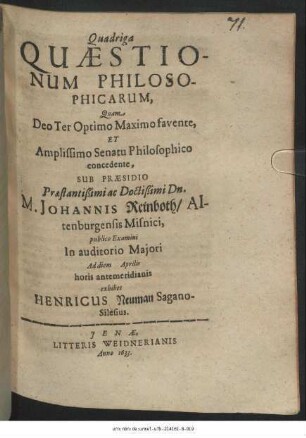 Quadriga Quaestionum Philosophicarum