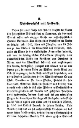 II. Briefwechsel mit Leibnitz.