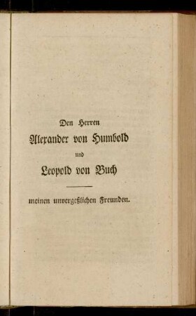 Den Herren Alexander von Humbold und Leopold von Buch [...]