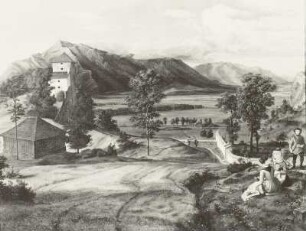 Salzburgische Landschaft. Blick vom Mönchsberg zum Untersberg