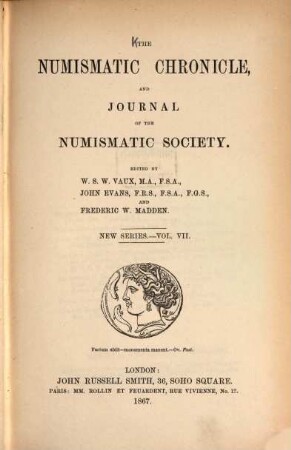 The numismatic chronicle. 7. 1867