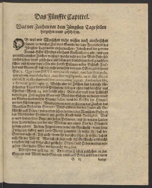 Das Fünffte Capittel. Was vor Zeichen vor dem Jüngsten Tage sollen hergehen unnd geschehen