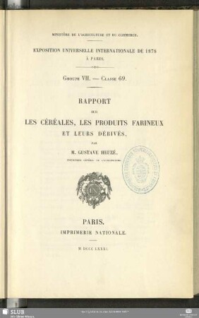 Rapport sur les céréales, les produits farineux et leurs dérivés