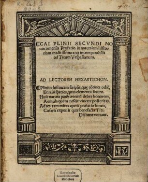 Praefatio in naturalem historiam ad Titum Vespasianum