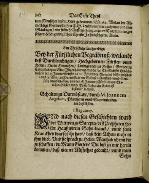 Ein Christliche Leichpredigt/ Bey der Fürstlichen Begräbnuß/ weilandt deß Durchleuchtigen/ Hochgebornen Fürsten unnd Herrn/ Herrn Henrichen/ Landtgraven zu Hessen [...]