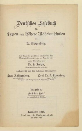 Sechster Teil, [Schülerband]: [Sechster Teil, [Schülerband]]