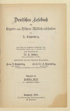 Sechster Teil, [Schülerband]: [Sechster Teil, [Schülerband]]