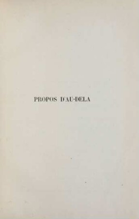 Propos d'au-dela