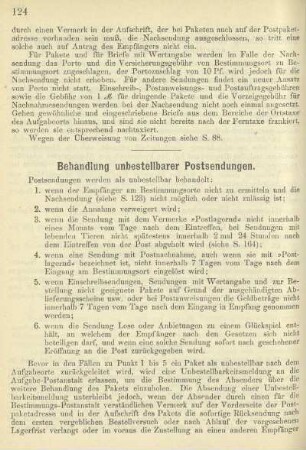 Behandlung unbestellbarer Postsendungen