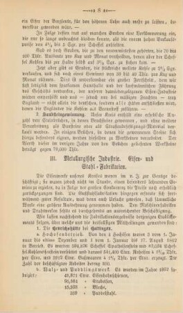 III. Metallurgische Industrie. Eisen- und Stahl-Fabrikation.